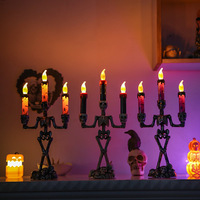 Offre Spéciale : Ensemble de Porte-Bougies Squelette Effrayant, Statues d'Os Horribles, Bougies LED Vintage, Décoration de Table d'Halloween