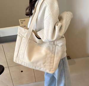 Sacs fourre-tout en coton réutilisables et pliables écologiques en gros, blancs vierges, personnalisables avec logo imprimé, sacs de marché en toile - Product Image 1