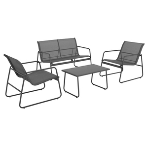 AJUNION Mobilier <span class=keywords><strong>de</strong></span> patio à cadre <span class=keywords><strong>en</strong></span> acier Ensemble <span class=keywords><strong>de</strong></span> <span class=keywords><strong>salon</strong></span> d'extérieur Mobilier <span class=keywords><strong>de</strong></span> balcon à 4 places Chaise longue d'extérieur pour <span class=keywords><strong>jardin</strong></span> et piscine - Product Image 1