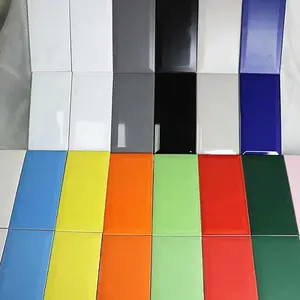 Groothandel 100X200 Mm Porseleinen Vierkante Kleur Glanzende Muur Decoratieve Slimme Keramische Tegels Keuken Backsplash Baksteen Metro Tegel