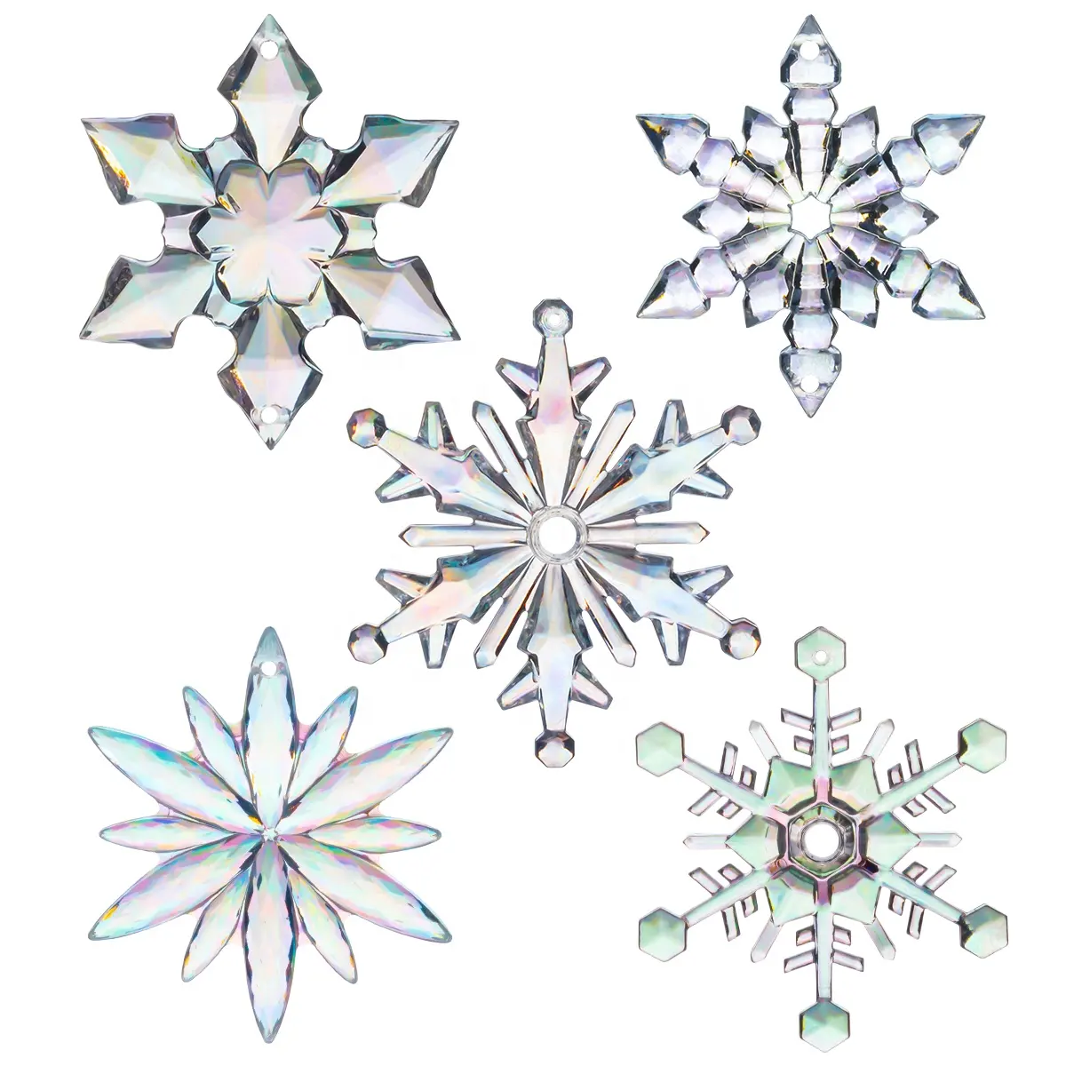 Weihnachts baum dekoration künstliche transparente klare schillernde Acryl Weihnachten Schneeflocke Ornamente
