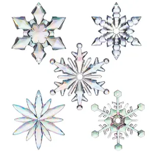 Enfeites de árvore de natal, enfeites de decoração acrílica transparentes para árvore de natal, ornamentos de floco de neve
