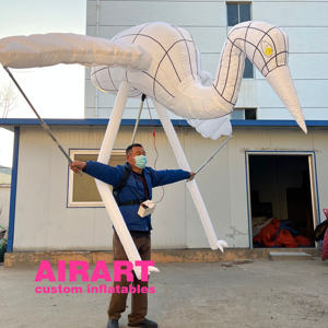 Marionnette gonflable en forme d'<span class=keywords><strong>oiseau</strong></span>, éclairage LED personnalisé, impression de grue gonflable, costume de soirée, spectacle pour adultes - Product Image 1