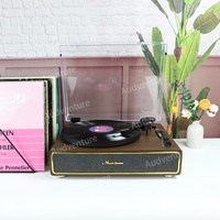 Speaker Multifungsi 2x10 watt, pemutar rekaman USB radio FM gigi biru gramofon meja putar pemutar rekaman vinil