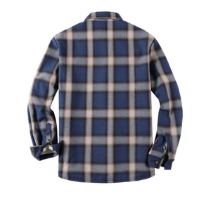 Mens custom 100% poliestere <span class=keywords><strong>blu</strong></span> navy maniche lunghe con fodera in pile pesante <span class=keywords><strong>giacca</strong></span> invernale calda in flanella - Product Image 2