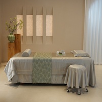 Housse de lit SPA gris clair de luxe, ensemble de draps de table de massage 4 pièces, couvre-lits épais pour salon de beauté, ensemble de lit de physiothérapie simple