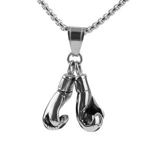 Collier Pendentif Double Gant de Boxe Personnalisé en Acier Inoxydable pour Fournisseur de Bijoux, Colliers Sportifs et de Fitness - Product Image 1