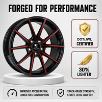 Velg Monoblock Forged Custom 6061-T6 18 19 20 Inch Multi Spoke Machined Silver Red Inner Alloy Rim untuk BMW Audi Mercedes Benz