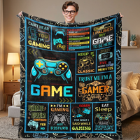 Couverture en flanelle pour cadeau gamer, couverture de sieste, lavable en machine, résistante à la décoloration, pour lit, canapé, impression personnalisée, vente en gros