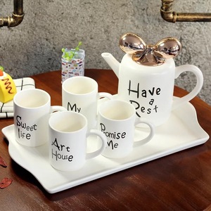 Service à thé de l'après-midi en porcelaine fine Bow-Tie English, tasses à café en céramique aux couleurs macaron, design frais et mignon, coffret cadeau pour la maison - Product Image 2