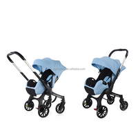 Poussette de luxe 4 en 1 pour bébé, cadre en acier et en acier inoxydable personnalisé OEM, système de voyage durable, poussette pour bébé, chariot pour bébé
