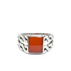 Handmade Carnelian <b>Ring</b> 925 Solid Sterling <b>Silver</b> <b>Men</b> Signet <b>Ring</b> Vintage Red Stone Geometric Pattern Jewelry - Product Image 1