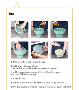 Haute qualité Silicone pliable cuisine outils faciles bricolage <span class=keywords><strong>micro</strong></span>-ondes pop-corn Popper seau bol fabricant avec couvercle - Product Image 2