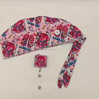 Bonnets chirurgicaux en satin à motif de dessin animé, avec queue de cheval, bouffant, pour hommes, à nouer à l'arrière, ajustables, pour cheveux longs, chapeaux médicaux pour femmes