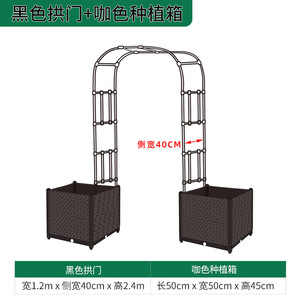 Arche de treillis en fer pour plantes avec jardinières rectangulaires, facilement assemblable pour une utilisation en extérieur dans le jardin - Product Image 2