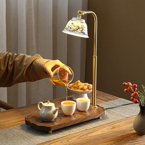 Lámpara de mesa de estilo chino con pantalla de porcelana azul y blanca, cuello flexible, E27, Led, 220V, para iluminación ambiental de mesa de té - Product Image 4