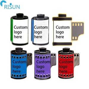 Usine personnalisée drôle <span class=keywords><strong>caméraman</strong></span> photographie caméra tirer Film rouleau épinglettes Badges broches personnalisé Film émail broche - Product Image 1