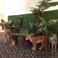 Décor de fête d'anniversaire taille réelle résine Animal girafe Statue fibre de verre Safari éléphant accessoires pour fête à thème Jungle