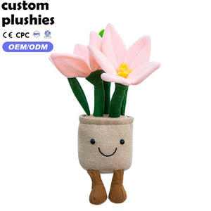 Peluche Kawaii a Forma di Giglio Rosa con Gambe Pendenti e Faccina Sorridente, Decorazione Estetica da Scrivania, Regalo per Adolescenti - Product Image 1