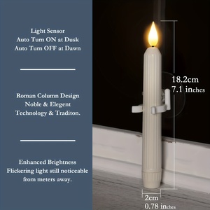 6 Velas para Ventana con Sensor de Anochecer al Amanecer, Portavelas Rayados Color Marfil con Ventosas, Columna Romana a Pilas - Product Image 3