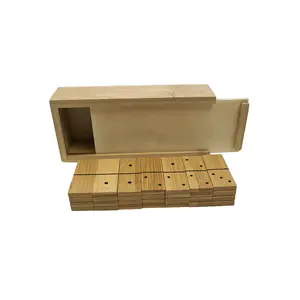 专业caja竹多米诺游戏套装双人6 28支多米诺骨牌桌面游戏木盒定制标志