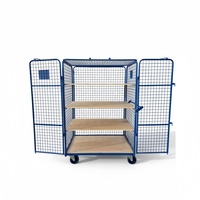 Conteneur mobile industriel en treillis métallique, chariot de manutention multi-niveaux pour marchandises