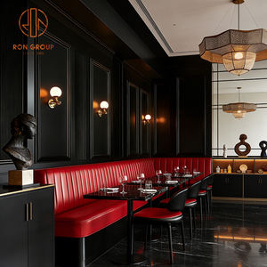 Ensemble de mobilier de luxe pour hôtel, café et restaurant : <span class=keywords><strong>table</strong></span> ronde en marbre, banquette incurvée en cuir rouge, <span class=keywords><strong>table</strong></span>, chaise et canapé - Product Image 5