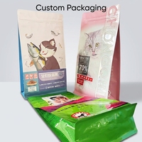 Sachet d'emballage alimentaire pour chat scellé sur huit côtés de 1,5-2 kg, pochette verticale de qualité alimentaire pour aliments pour animaux de compagnie avec impression en héliogravure
