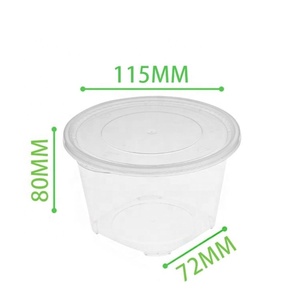 500ml dùng một lần hình tròn đáy vuông PP Bát Microwaveable Takeaway thực phẩm bát có nắp đậy - Product Image 2