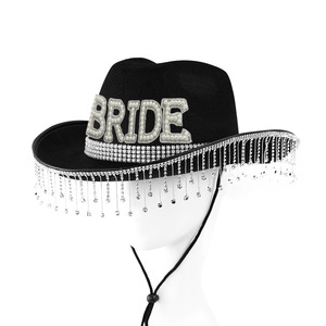 Sombrero <span class=keywords><strong>de</strong></span> Vaquera SOLPOP para Novia con Borlas <span class=keywords><strong>de</strong></span> Diamantes <span class=keywords><strong>de</strong></span> Imitación, Ideal para Despedidas <span class=keywords><strong>de</strong></span> <span class=keywords><strong>Soltera</strong></span> y Fiestas <span class=keywords><strong>de</strong></span> Boda - Product Image 3