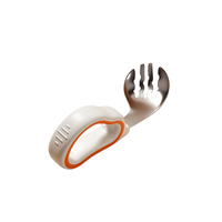Nouveau produit, design mignon de dessin animé, sans BPA, fourchette et cuillère en silicone, acier inoxydable 304, ensemble de couverts pour enfants, bébés