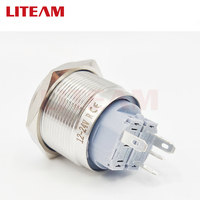 Bouton-poussoir momentané étanche IP67 de 25 mm, 1NO1NC, interrupteur électrique autobloquant, 12 V, LED verte, bouton-poussoir en métal