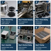 Connecteur mâle 6 broches pas de 2,54 mm, en ABS et cuivre, à sertir, avec tête d'éjection, UHF IP66 pour PCB RF FPC Alimentation