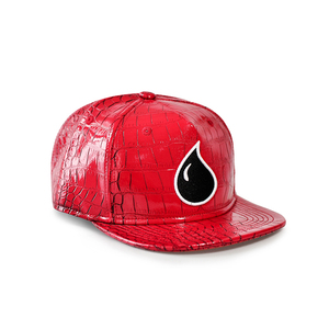Chất Lượng Cao Tùy Chỉnh Thêu Logo Đồng Bằng <span class=keywords><strong>Cap</strong></span> 5 Bảng Điều Chỉnh Có Cấu Trúc Thời Trang Màu Đỏ Da Cá Sấu <span class=keywords><strong>Snapback</strong></span> Mũ - Product Image 3