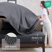 Ensemble de couette 4 pièces pour lit queen, gris foncé |   Drap plat et drap-housse réversibles toutes saisons, doux et contemporains pour l'été