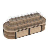Étagère semi-circulaire double face pour supermarché, présentoir de nourriture en vrac, snacks, fruits secs, biscuits, bonbons