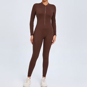 Zipper Yoga <strong>Leggings</strong> Breathable Scrunch Butt Long Sleeve Gym <strong>Wear</strong> Women Hollow Out One Pieces Play Suits Jumpsuits - Product Image 3
