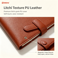 Carnet DEPAI A5 en cuir PU grain litchi avec fermeture magnétique, papier épais 100g, 100 feuilles, journal à couverture rigide pour le bureau et les affaires