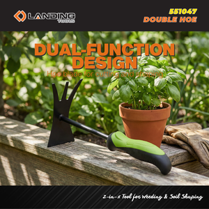 จอบพรวนดิน 2-in-1 ทำจากเหล็กกล้าคาร์บอน พร้อมด้ามจับนุ่มแบบ Ergonomic สีดำ/เขียว สำหรับกำจัดวัชพืชและพรวนดิน - Product Image 3