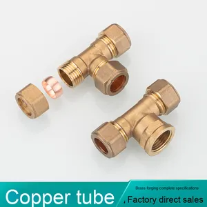 Raccord en T en laiton épaissi - Raccord de tube en <span class=keywords><strong>cuivre</strong></span> pour chauffe-eau solaire et échangeur de chaleur - Product Image 5