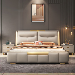 Giường đơn với nệm mềm, giường đôi cỡ Queen có ngăn chứa đồ, khung giường mềm bọc da và vải có ngăn chứa đồ - Product Image 1