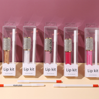 Kit de Maquillage à Marque Blanche : Gloss à Lèvres Brillant Scintillant avec Strass, Personnalisable en Gros, Imperméable, et Ensemble Crayon à Lèvres
