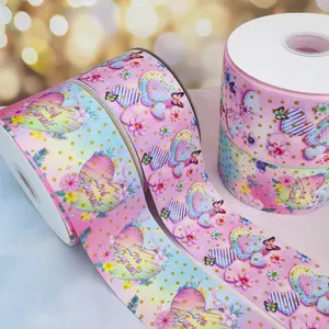 RIMIS grosgrain printed valentine ribbon colorful glitter dot floral cinta ribbon for hair bow craft party