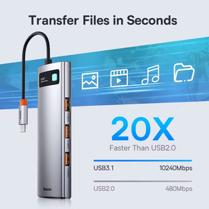 <span class=keywords><strong>Baseus</strong></span> <span class=keywords><strong>Hub</strong></span> <span class=keywords><strong>USB</strong></span> C de 10 Gbps, Adaptador <span class=keywords><strong>USB</strong></span> Tipo C a HDMI, Puerto Ethernet, Estación de Acoplamiento para MacBook Air, Accesorios para Juegos - Product Image 4
