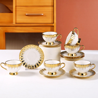 Tasse à café et soucoupe en céramique citrouille or vintage turque ensemble boîte-cadeau scolaire pour le service de thé et de café