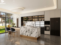 Fabrication sur mesure de comptoirs en granit, armoires de cuisine en bois massif, armoires de cuisine modernes pour hôtel avec îlot