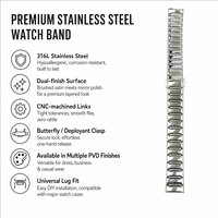 Bracelet de montre amovible en acier inoxydable 316L brillant, maillons métalliques solides, pour homme, style business décontracté