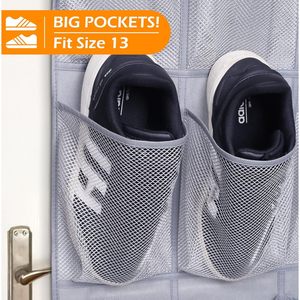 Over The Door <b>Shoe</b> Organizer 35 Pockets Grey Fabric Hanging Rack For <b>Shoes</b> Behind Door Wall Storage Mesh Closet Organizer - Product Image 3