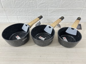 Ensemble <span class=keywords><strong>de</strong></span> casseroles effet bois 14/16/18cm, antiadhésives, compatibles induction, en pierre Maifan, marbre, simplicité moderne, 3 pièces - Product Image 4