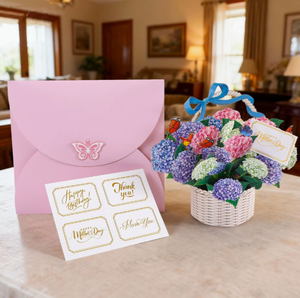 Carte de vœux 3D exquise avec des fleurs de papillon, rose, tulipe, lavande et hortensia pour la fête des enseignants, la fête des mères, un anniversaire. - Product Image 6